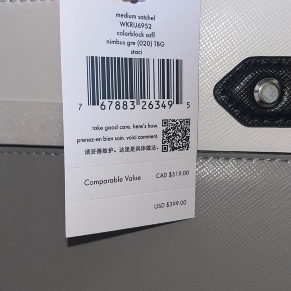 ♠️ kate spade Staci Saffiano Colorblock Medium Satchel Crossbody Bag, Gray Multi - Picture 15 of 16
